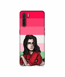 Amazon Brand - Solimo Designer Lady Vector with Line 3D Printed Hard Back Case Mobile Cover for Oppo A91