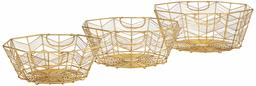 Amazon Brand - Rivet Modern Geometric Oval Wire Baskets, Set of 3, 7.25