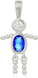 Sterling Silver AAA Cubic Zirconia Simulated Birthstone Babies Boy Charm, September