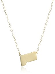 10k Yellow Gold Connecticut State Pendant Necklace, 17