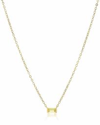 18K Yellow Gold Plated Sterling Silver Baguette Cut Yellow Cubic Zirconia Pendant Necklace, 18