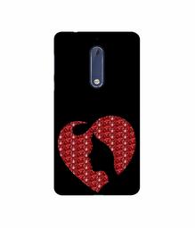 Amazon Brand - Solimo Designer Heart Shape Lady with Glitter 3D Printed Hard Back Case Mobile Cover for Nokia 5