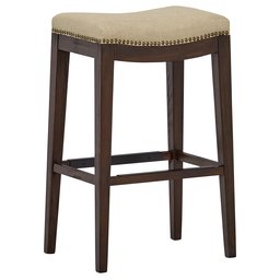 Amazon Brand – Stone & Beam Elden Nailhead-Trim Saddle Kitchen Counter Backless Bar Stool, 30