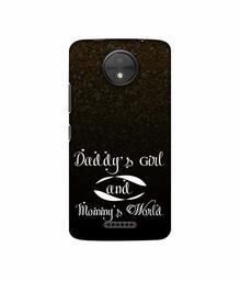 Amazon Brand - Solimo Designer Daddy's Girl and Mummy World 3D Printed Hard Back Case Mobile Cover for Motorola Moto C Plus