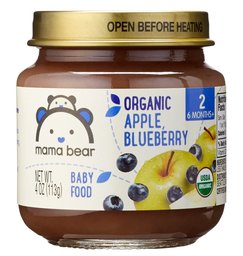 Mama Bear Organic Baby Food, Stage 2, Apple Blueberry, 4 Ounce Jar