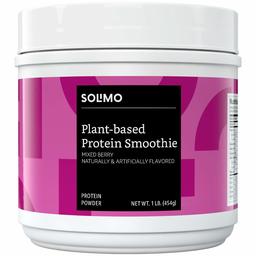 Amazon Brand - Solimo Plant-based Protein Smoothie Powder, Mixed Berry, 1 Pound (13 Servings)