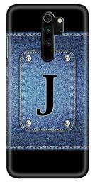 Amazon Brand - Solimo Designer Button Jeans Alphabet-J 3D Printed Hard Back Case Mobile Cover for Xiaomi Redmi Note 8 Pro