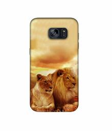 Amazon Brand - Solimo Designer Lion with Lioness 3D Printed Hard Back Case Mobile Cover for Samsung Galaxy S7 Edge