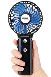 UMI Portable Battery Operated Handheld Personal Desk Fan with 5-20 Hours Working Time/5200mA Power Bank,3 Setting, Strong Wind,Foldable Design, for Travel,Camping and Outdoor Activities