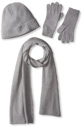 Thirty Five Kent Men's Ribbed Hat, Scarf And Touch Tech Glove, Granite