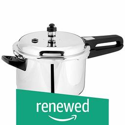 (Renewed) Amazon Brand - Solimo Stainless Steel Outer Lid Pressure Cooker (5L, Induction and Gas Stove Compatible)