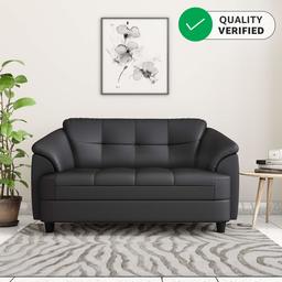 Amazon Brand - Solimo Newport Leatherette 2 Seater Sofa (Black)