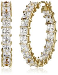 [Amazon Collection] Amazon Collection Gold-plated silver Swarovski Zirconia use Princess hoop earrings E1951302_130_000