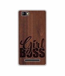 Amazon Brand - Solimo Designer Girl Boss On Wood UV Printed Soft Back Case Mobile Cover for Lyf Flame 8