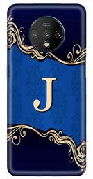 Amazon Brand - Solimo Designer Blue Pattern Alphabet-J 3D Printed Hard Back Case Mobile Cover for OnePlus 7T