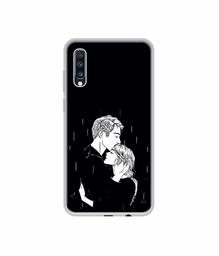 Amazon Brand - Solimo Designer Couples Standing in Rain UV Printed Soft Back Case Mobile Cover for Samsung Galaxy A70