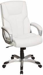 AmazonBasics High-Back, Leather Executive, Swivel, Adjustable Office Desk Chair with Casters, White