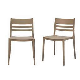 AmazonBasics Armless Slot-Back Dining Chair - Set of 2, Grey, Premium Plastic