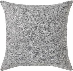 Amazon Brand – Ravenna Home Classic Paisley Throw Pillow - 17 x 17 Inch, Grey