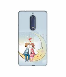 Amazon Brand - Solimo Designer Couple Sitting On Moon 3D Printed Hard Back Case Mobile Cover for Nokia 5