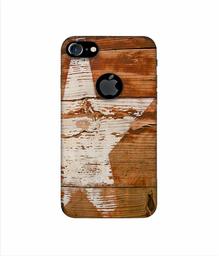 Amazon Brand - Solimo Designer Star Impression On Wood 3D Printed Hard Back Case Mobile Cover for Apple iPhone 7 (with Logo Cut)