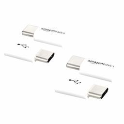 AmazonBasics Micro USB (Female) to USB-C (Male) Adapter - White, 4-Pack (Renewed)