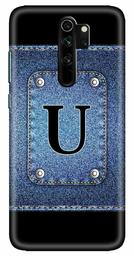 Amazon Brand - Solimo Designer Button Jeans Alphabet-U 3D Printed Hard Back Case Mobile Cover for Xiaomi Redmi Note 8 Pro