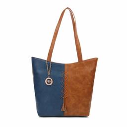 Nia & Nicole Women's Handbag (Tan, Navy Blue)