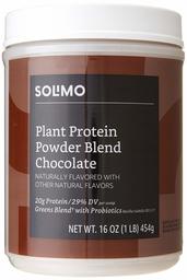 Amazon Brand - Solimo Plant Protein Powder Blend, Chocolate, 1 Pound, 13 Servings