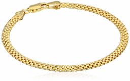 Amazon Essentials Yellow Gold Plated Sterling Silver Mesh Chain Bracelet, 8