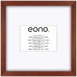 Eono by Amazon - Moldura de fotos de madeira maciça para parede fotos de 13 x 18 cm com encarte e 30 x 30 cm sem encarte castanho