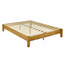 AmazonBasics Solid Wood Platform Bed - Rustic Finish - No Box Spring Needed - Strong Wood Slat Support, Twin