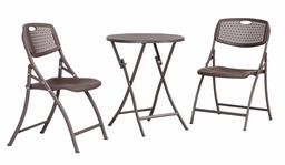 AmazonBasics 3-Piece Foldable Plastic Round Patio Bistro Dining Set, Dark Brown