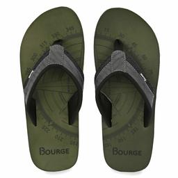 Bourge Men's Canton-10 Olive Flip Flops-8 UK (42 EU) (9 US) (Canton-10-08)