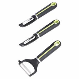 AmazonBasics 3-Piece Peeler Set, Soft Grip Handle, Grey and Green (Renewed)