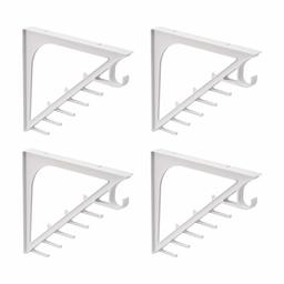 AmazonBasics Closet Bracket with Extra Diagnoal Storage - Large, White, 4-Pack