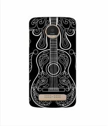 Amazon Brand - Solimo Designer White Gitar On Black 3D Printed Hard Back Case Mobile Cover for Motorola Moto Z Play