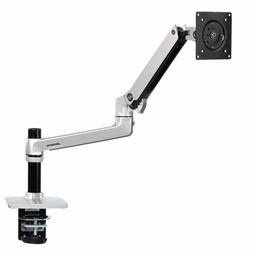 AmazonBasics Premium Single Monitor Stand - Lift Engine Arm Mount, Aluminum - Silver