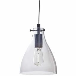 Amazon Brand – Stone & Beam Modern Smoked Glass Hanging Pendant With Light Bulb - 6.75 Inch Shade, 19 - 61 Inch Cord, Black