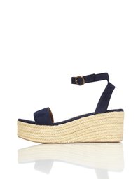 find. Women's Espadrilles in Suede with Platform Heels, Blue (Navy), 3 UK