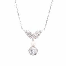 [Find] Amazon Collection Rhodium Plated suta-ringusiruba-kuriakyu-bikkuzirukonia and Freshwater Necklace pa-ruuingudezainnekkuresu jen01477 _ 110pe00jd00 