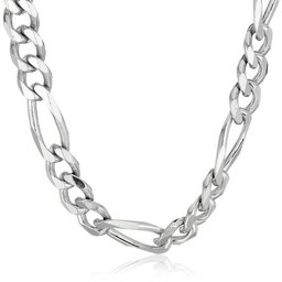 Amazon CollectionAmazon Collection Men's Sterling Silver Italian 6.80mm Solid Figaro Link-Chain Necklace, 18