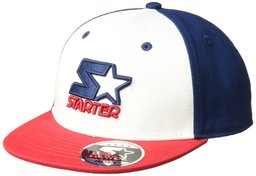 STARTER Boys' Snapback Flat Brim Cap, Amazon Exclusive, White/Team Red/Team Blue, One Size