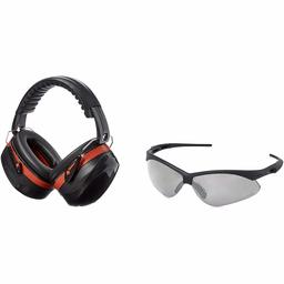 AmazonBasics Shooting Ear Muffs in Black and Red and Shooting Safety Glasses in Smoke Lens