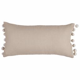 Amazon Brand – Stone & Beam Casual Pom-Pom Throw Pillow - 24 x 12 Inch, Linen