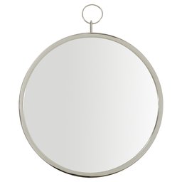 Amazon Brand – Rivet Round Glass Hanging Wall Mirror, 30 Inch Height, Silver Finish