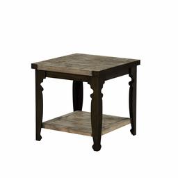 Artum Hill Verona Square End Table in Natural Pine with Plank Style Top and Open Shelf