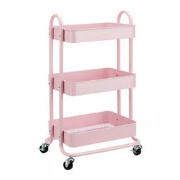 AmazonBasics 3-Tier Rolling Utility or Kitchen Cart - Dusty Pink