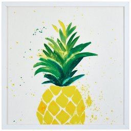 Amazon Brand – Rivet Pineapple Speck Print in White Wood Frame, 30