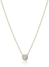 14k Yellow Gold Bezel Set Solitaire Adjustable Pendant Necklace (1/2cttw, J-K Color, I1-I2 Clarity), 16